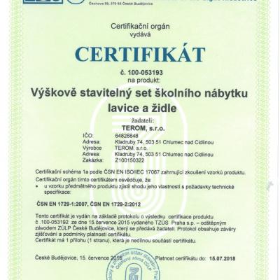 Certifikace školního nábytku